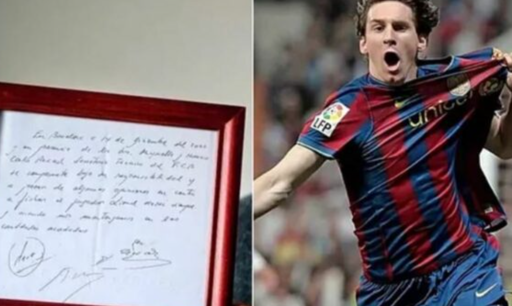 Del në ankand letra e famshme ku Leo Messi e nënshkroi kontratën e parë me Barçën