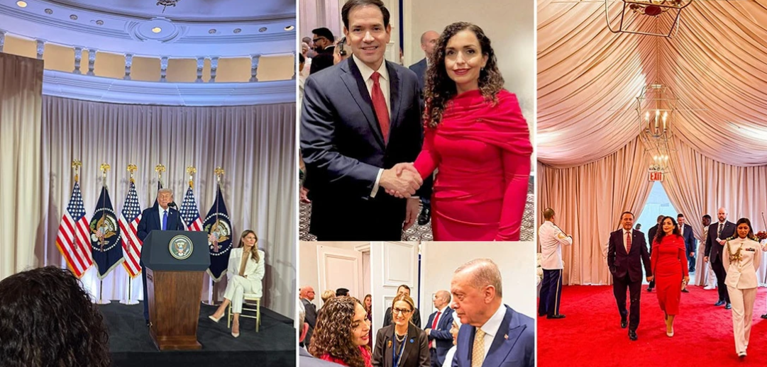 Presidentja Osmani në pritjen e Presidentit Trump, diskutime me liderë botërorë