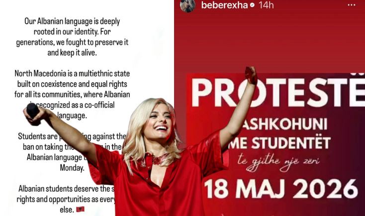 Bebe Rexha mbështet studentët shqiptarë në Shkup: Gjuha jonë është identiteti ynë