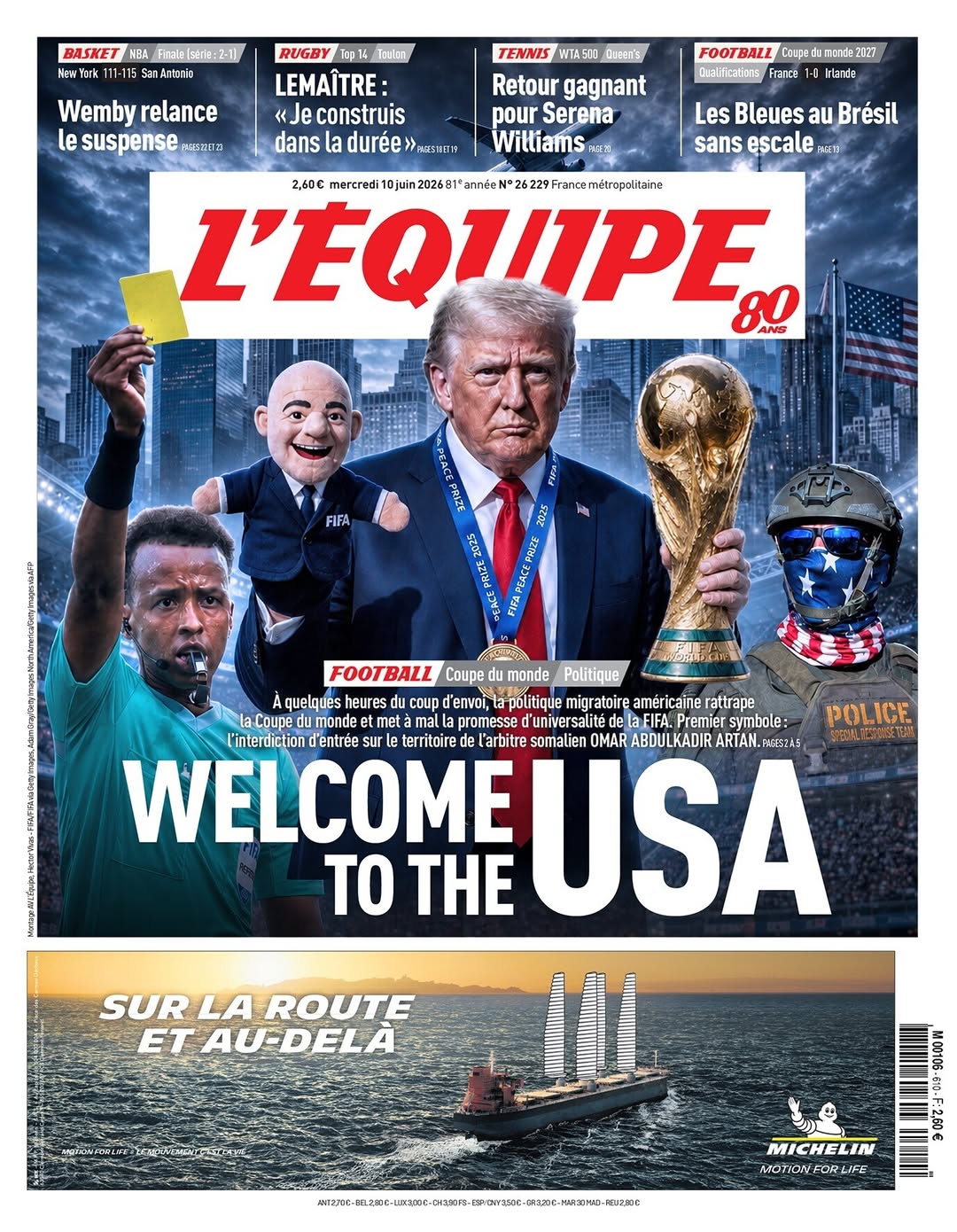 Faqja e parë e “l’Equipe” në vigjilje të Botërorit 2026 Faqja e parë e “l’Equipe” në vigjilje të Botërorit 2026